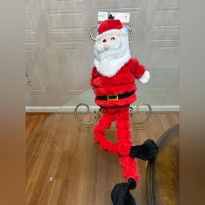 Pet Lou Christmas Long-Legged Santa, 26 inch Long Clinker & Squeaker